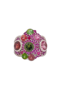 Sterling Silver Tourmaline and Rhodolite Garnet Ring. HIM113