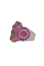 Load image into Gallery viewer, Sterling Silver Tourmaline and Rhodolite Garnet Ring. HIM113
