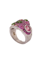 Load image into Gallery viewer, Sterling Silver Tourmaline and Rhodolite Garnet Ring. HIM113
