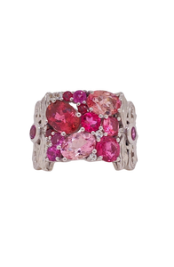 Sterling Silver Pink Tourmaline and Cubic Zirconia Ring. HIM128