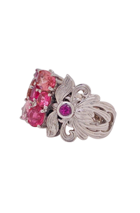 Sterling Silver Pink Tourmaline and Cubic Zirconia Ring. HIM128