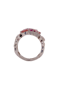 Sterling Silver Pink Tourmaline and Cubic Zirconia Ring. HIM128