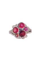 Load image into Gallery viewer, Sterling Silver Pink Tourmaline, Rhodolite Garnet and Cubic Zirconia Ring. HIM123
