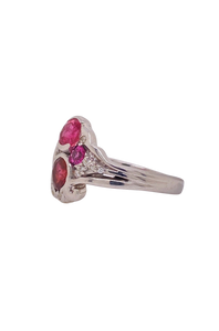 Sterling Silver Pink Tourmaline, Rhodolite Garnet and Cubic Zirconia Ring. HIM123