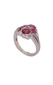 Sterling Silver Pink Tourmaline, Rhodolite Garnet and Cubic Zirconia Ring. HIM123