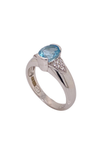 Load image into Gallery viewer, Sterling Silver Aquamarine and Cubic Zirconia Ring. HIM31
