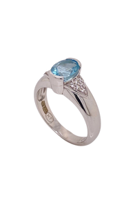 Sterling Silver Aquamarine and Cubic Zirconia Ring. HIM31