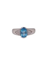 Load image into Gallery viewer, Sterling Silver Aquamarine and Cubic Zirconia Ring. HIM31
