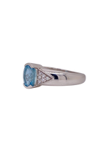 Load image into Gallery viewer, Sterling Silver Aquamarine and Cubic Zirconia Ring. HIM31
