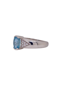 Sterling Silver Aquamarine and Cubic Zirconia Ring. HIM31