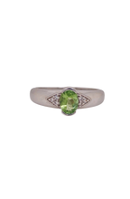 Load image into Gallery viewer, Sterling Silver Green Tourmaline and Cubic Zirconia Ring. HIM68
