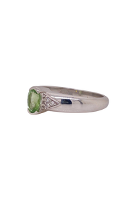 Sterling Silver Green Tourmaline and Cubic Zirconia Ring. HIM68