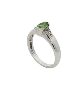 Sterling Silver Green Tourmaline and Cubic Zirconia Ring. HIM68