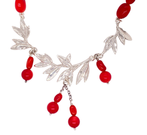 Sterling Silver Wattle Coral Necklace. J269