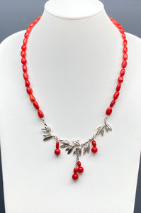 Sterling Silver Wattle Coral Necklace. J269