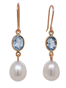 Topaz and pearl top earrings