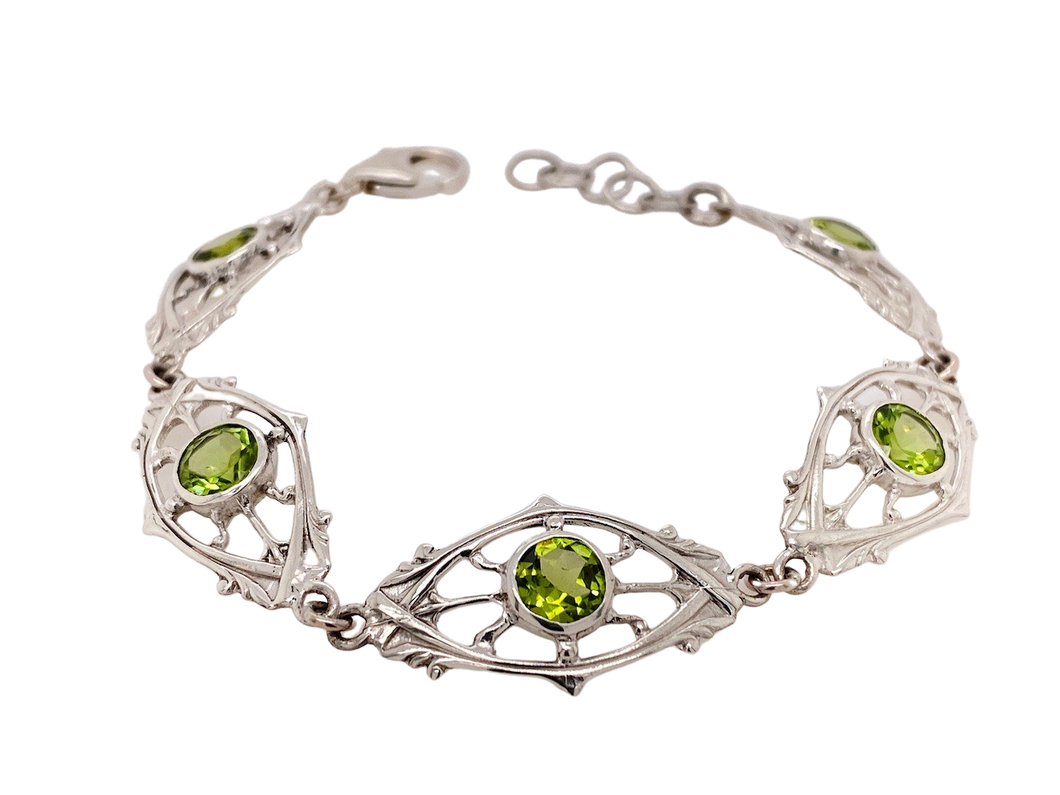 Sterling Silver Peridot Parisienne Bracelet. J464P