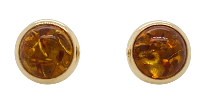 9Ct Yellow Gold Amber Stud Earrings. GA 284 Jeeba Jewellery