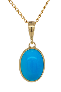 9Ct Yellow Gold Turquoise Pendant. GA-308