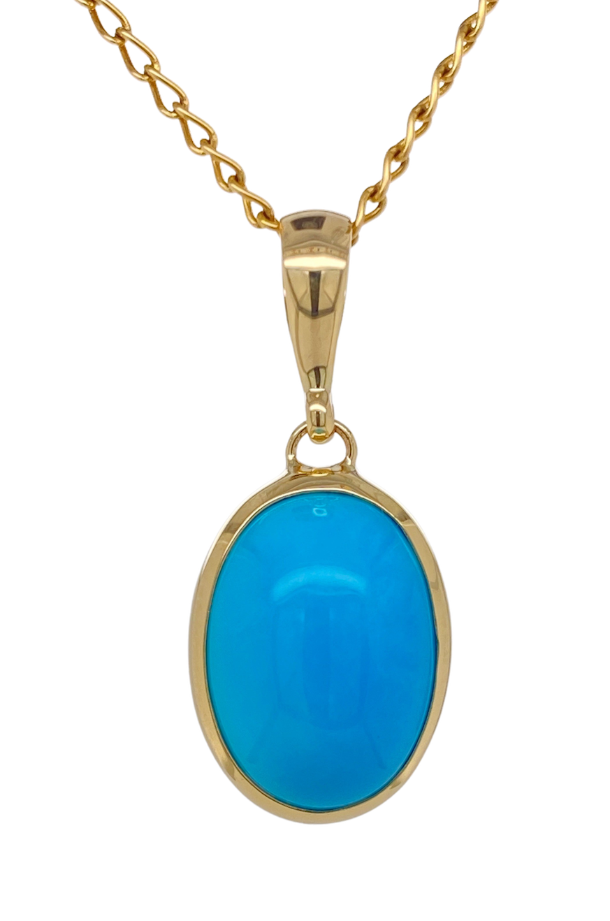 9Ct Yellow Gold Turquoise Pendant. GA-308