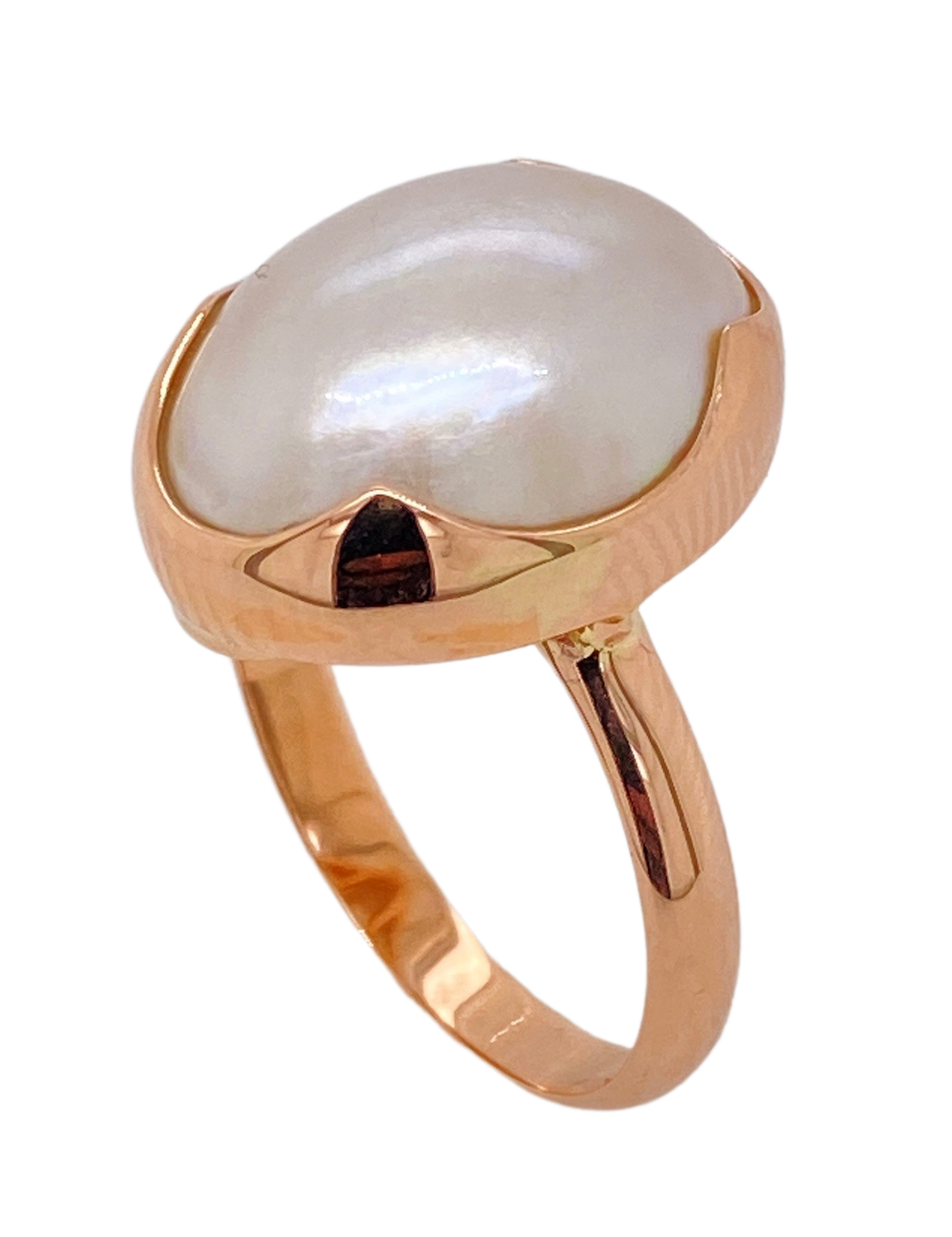 9Ct Rose Gold Mabe Pearl Ring. GA-303