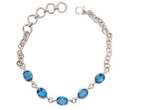 Sterling Silver Blue Topaz Bracelet. GA-311