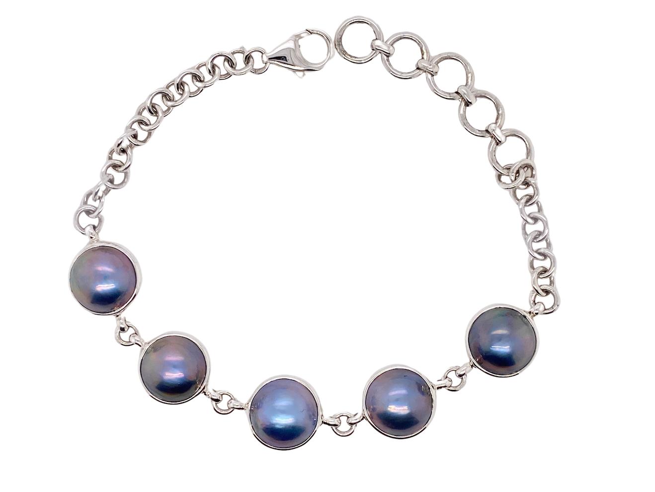 Sterling Silver Mabe Pearl Bracelet. GA 312 Jeeba Jewellery