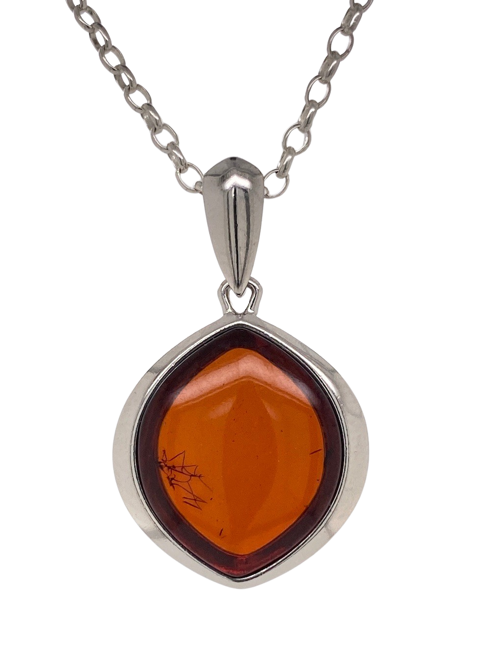 Sterling Silver Amber Pendant. HEN49