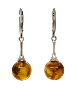 Amber silver earrings deals