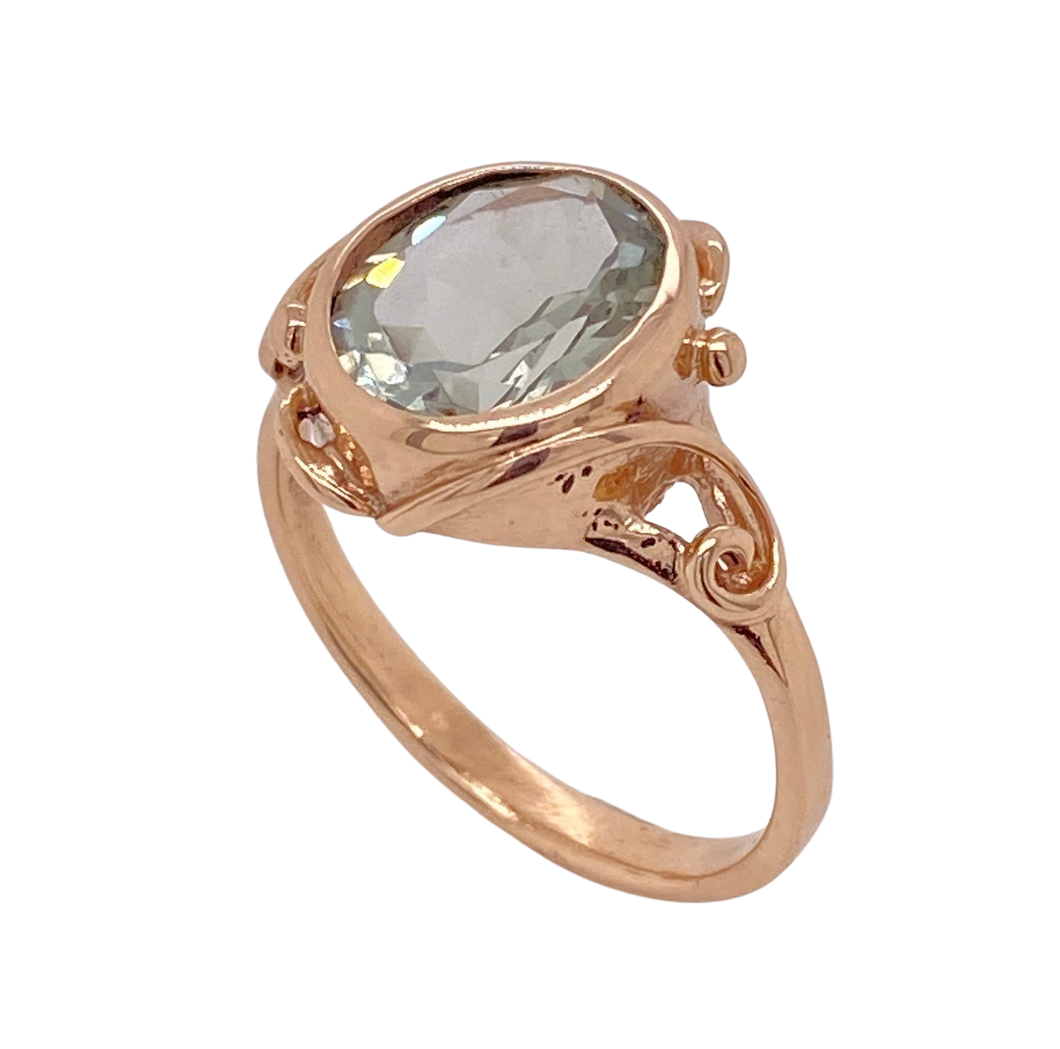 9Ct Rose Gold Prasiolite 'Harker' Ring. J8P