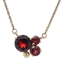 9Ct Yellow Gold Garnet 'Trois' Necklace.