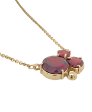 Load image into Gallery viewer, 9Ct Yellow Gold Garnet &#39;Trois&#39; Necklace.
