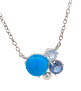 Sterling Silver Turquoise Blue Topaz 'Trois' Necklace.