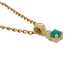 9Ct Yellow Gold Emerald and Diamond Pendant. P115B4