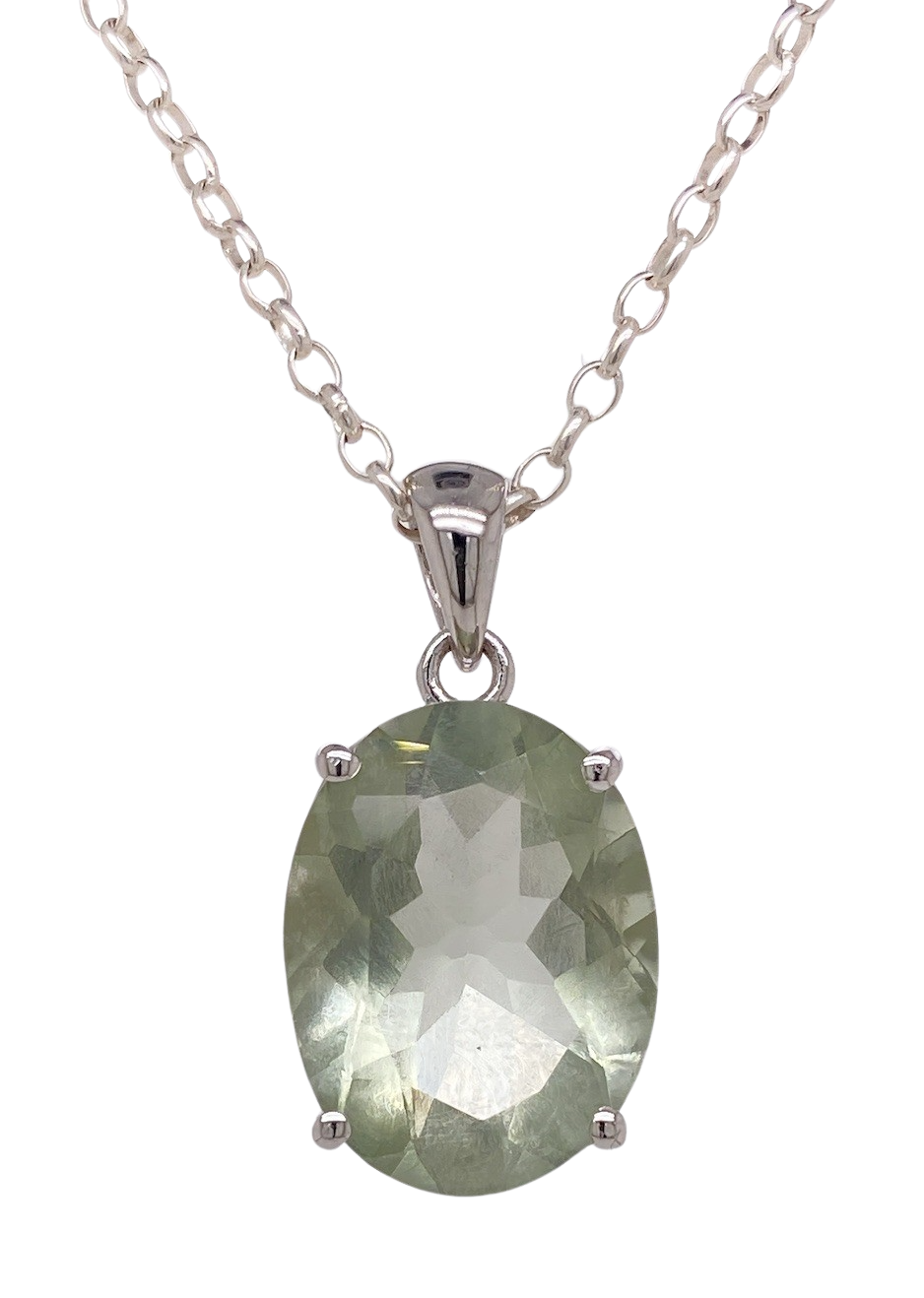 Sterling Silver Prasiolite Pendant. KH10