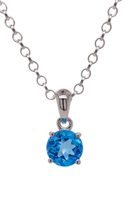 Sterling Silver Blue Topaz Pendant. KH18