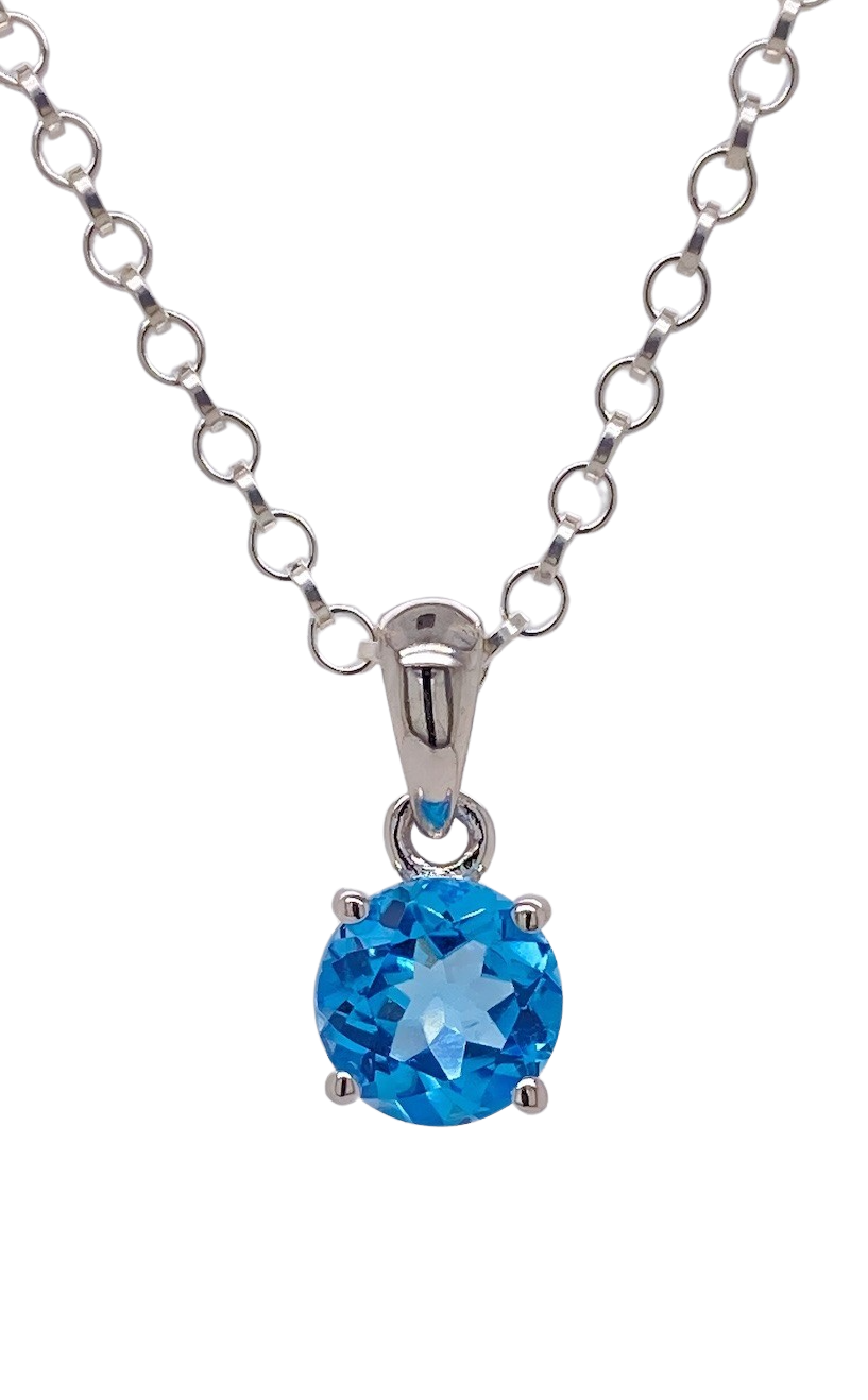 Sterling Silver Blue Topaz Pendant. KH18