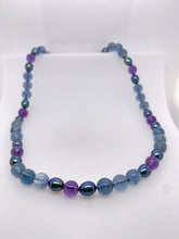 Load image into Gallery viewer, Sterling Silver, Freshwater Pearl, Fluorite and Amethyst  Beaded Necklace. J243
