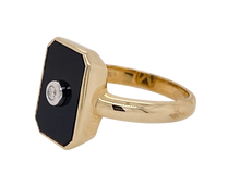 Load image into Gallery viewer, 9Ct Yellow Gold Onyx and Diamond Ring. CH25
