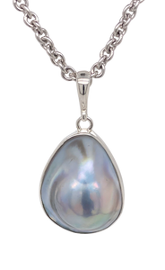 Sterling Silver Blister Pearl Pendant. GA-330