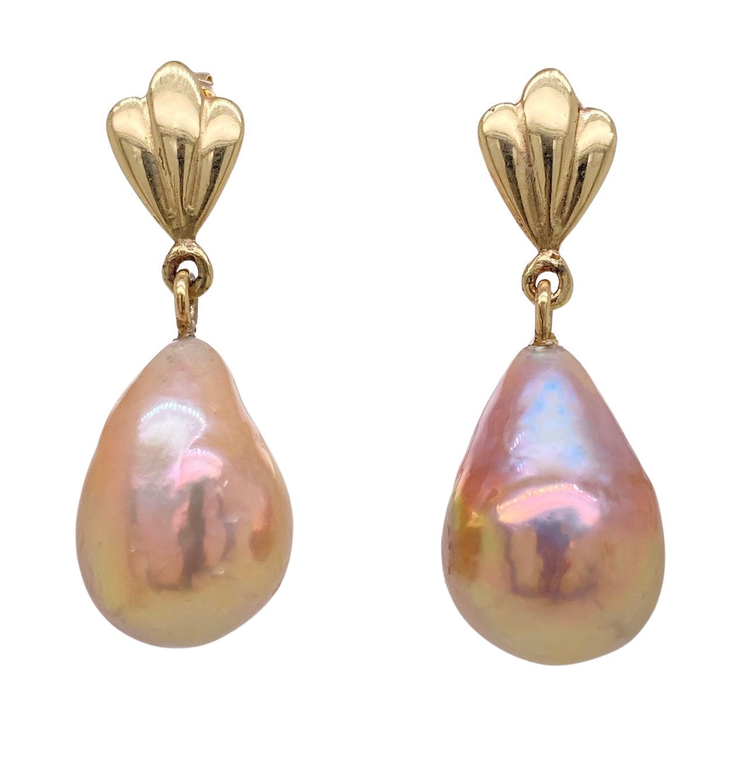 9ct Yellow Gold Freshwater Pearl Icon Earrings. J102G