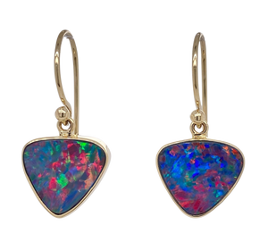 9Ct Yellow Gold Opal Earrings. GA-340