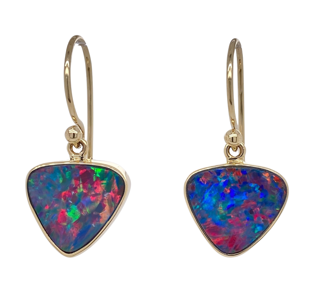 9Ct Yellow Gold Opal Earrings. GA-340