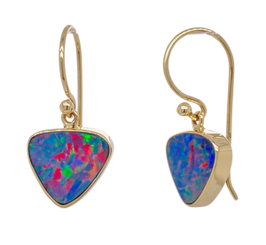 9Ct Yellow Gold Opal Earrings. GA-340