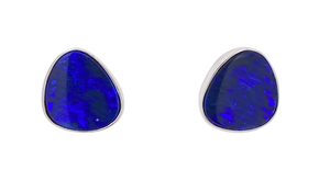 Sterling Silver Opal Stud Earrings. GA-349