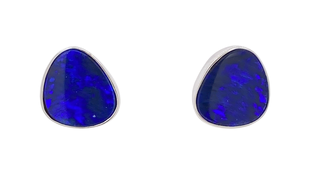 Sterling Silver Opal Stud Earrings. GA-349