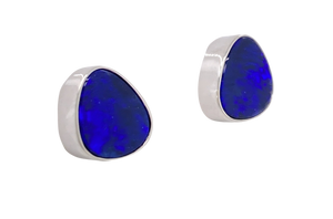 Sterling Silver Opal Stud Earrings. GA-349