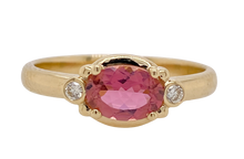 Load image into Gallery viewer, 9ct Yellow Gold Pink Tourmaline and Diamond Ring. MM606
