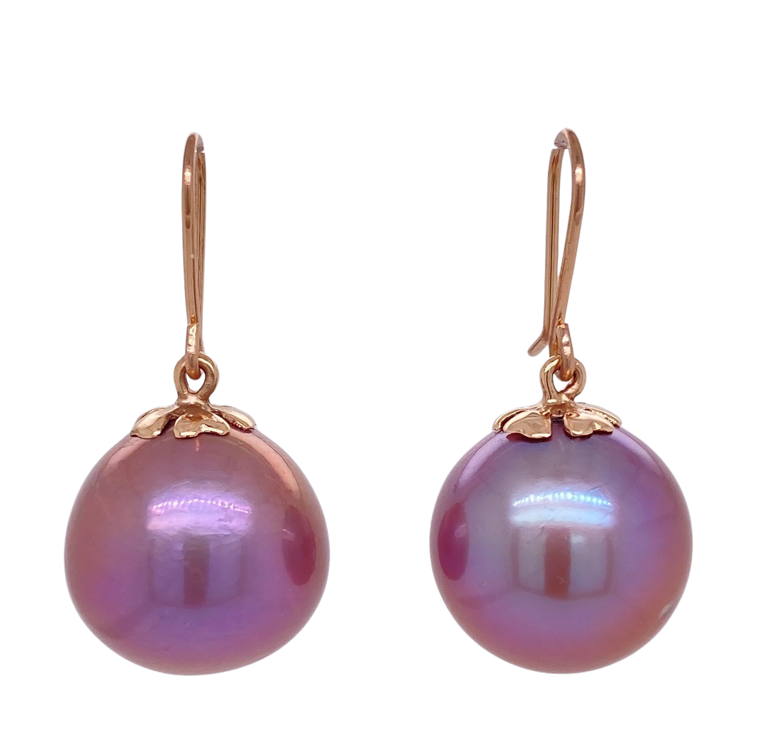 9ct Rose Gold Freshwater Edison Pearl Earrings. J750.