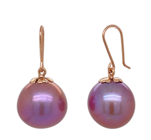 9ct Rose Gold Freshwater Edison Pearl Earrings. J750.